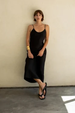 VESTIDO MIDI CON LINO ZW COLLECTION
