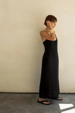 VESTIDO MIDI CON LINO ZW COLLECTION
