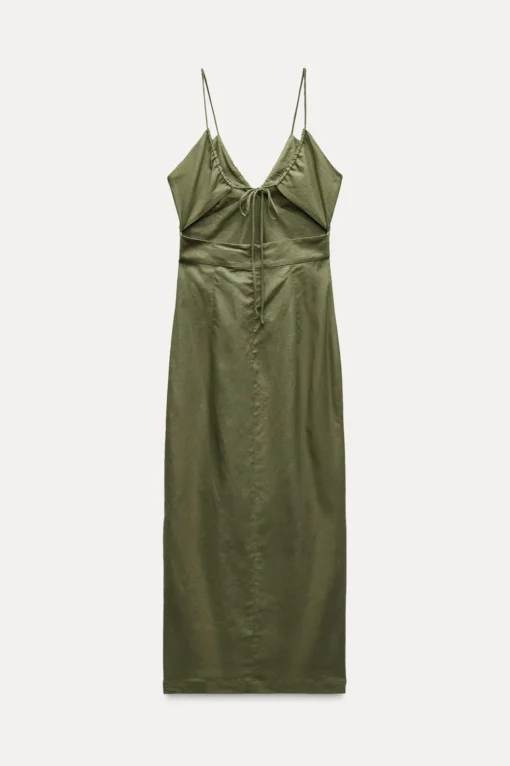 VESTIDO MIDI CORSETERO CON LINO