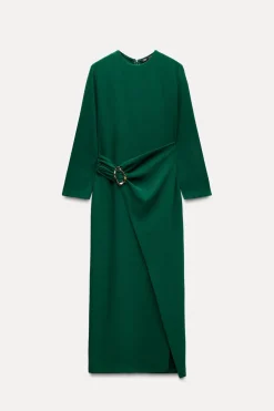VESTIDO MIDI CREPE HEBILLA