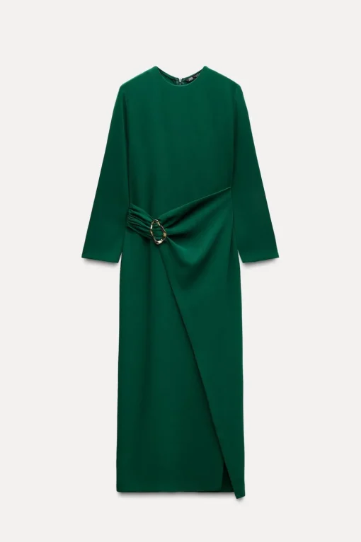 VESTIDO MIDI CREPE HEBILLA