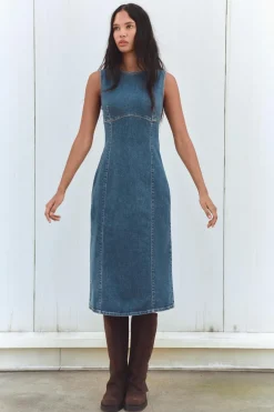 VESTIDO MIDI DENIM TRF