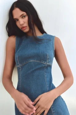 VESTIDO MIDI DENIM TRF