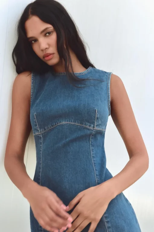 VESTIDO MIDI DENIM TRF