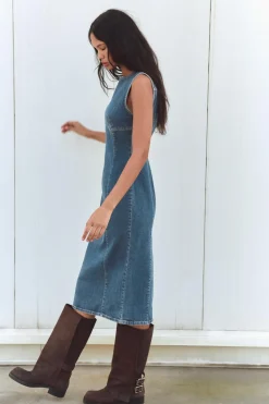 VESTIDO MIDI DENIM TRF