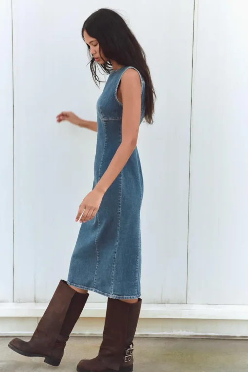 VESTIDO MIDI DENIM TRF