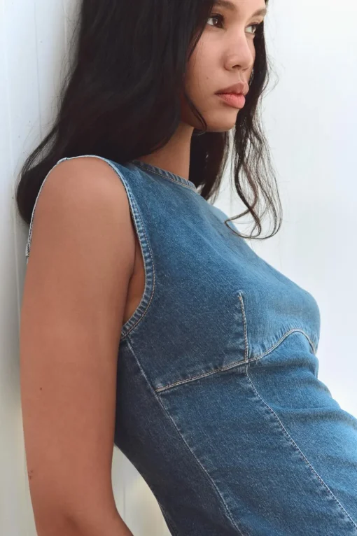 VESTIDO MIDI DENIM TRF
