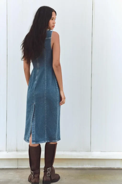 VESTIDO MIDI DENIM TRF