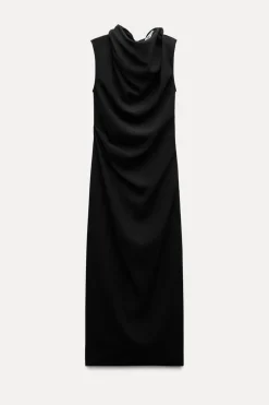 VESTIDO MIDI DRAPEADO ZW COLLECTION