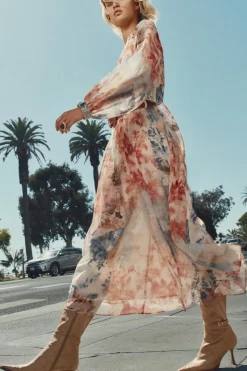 VESTIDO MIDI ESTAMPADO FLORAL CINTURÓN