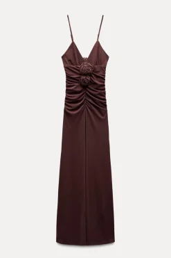 VESTIDO MIDI FLORES RELIEVE