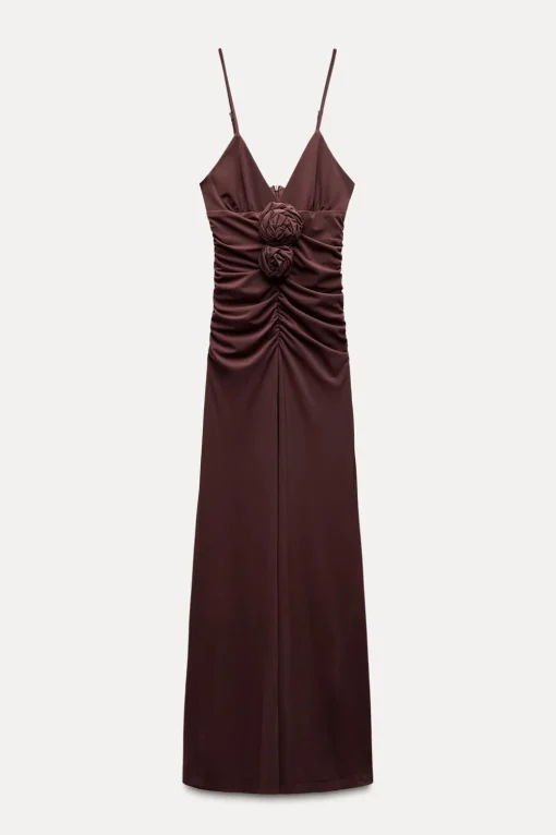 VESTIDO MIDI FLORES RELIEVE