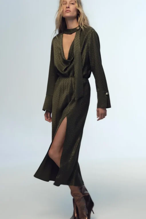 VESTIDO MIDI JACQUARD