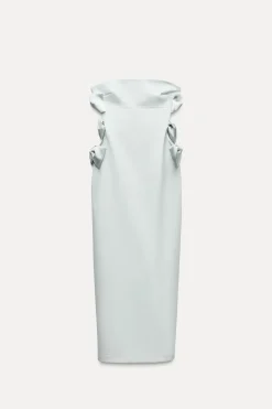 VESTIDO MIDI LAZOS SATINADOS