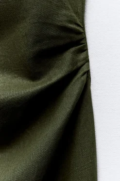 VESTIDO MIDI MANGA ENROSCADA CON LINO
