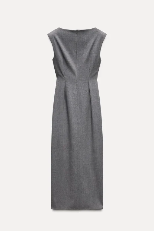 VESTIDO MIDI PLIEGUES CINTURA