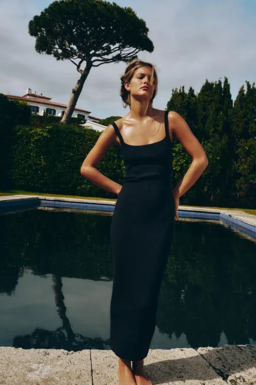 VESTIDO MIDI PUNTO ESPALDA DESCUBIERTA