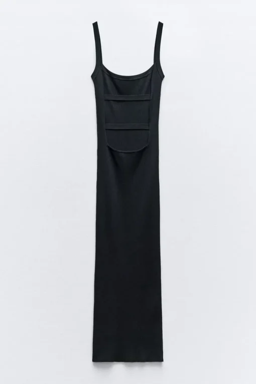 VESTIDO MIDI PUNTO ESPALDA DESCUBIERTA