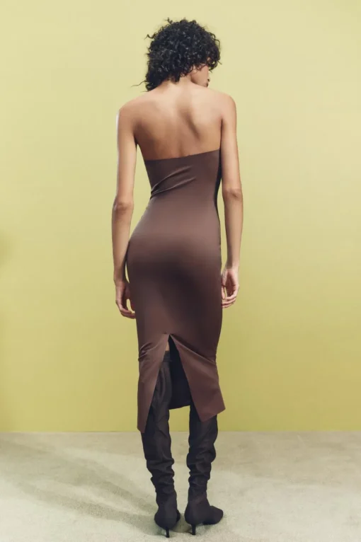 VESTIDO MIDI SATINADO ABERTURA
