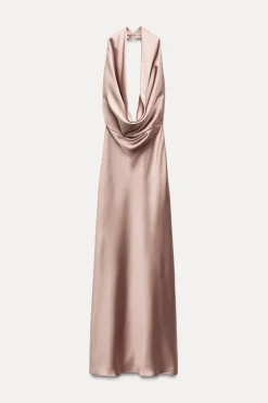VESTIDO MIDI SATINADO ESPALDA DESCUBIERTA