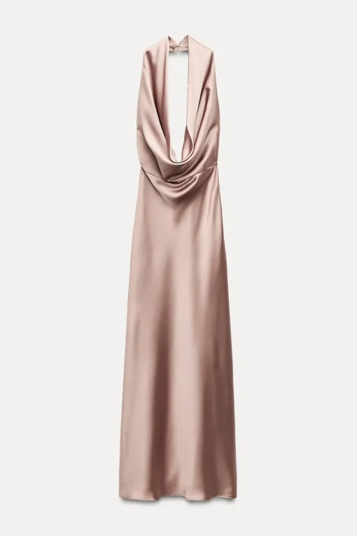 VESTIDO MIDI SATINADO ESPALDA DESCUBIERTA