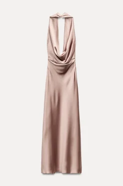 VESTIDO MIDI SATINADO ESPALDA DESCUBIERTA