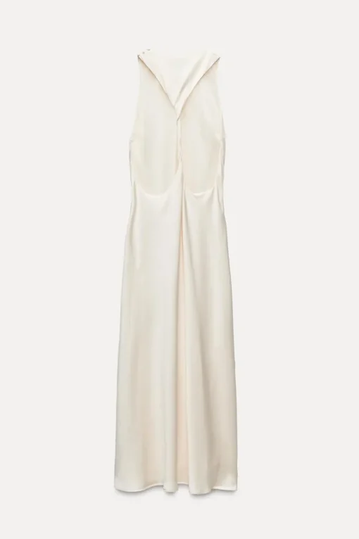 VESTIDO MIDI SATINADO ESPALDA DESCUBIERTA