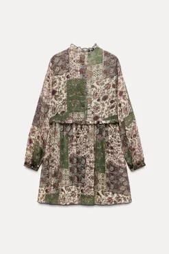 VESTIDO MINI ESTAMPADO VOLANTES