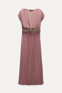 VESTIDO PLISADO CINTURÓN