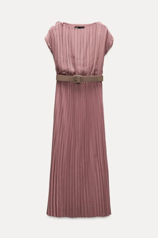 VESTIDO PLISADO CINTURÓN