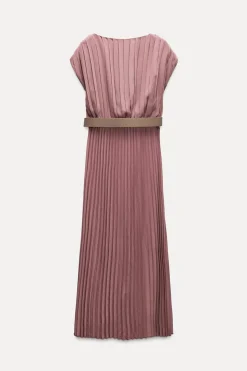 VESTIDO PLISADO CINTURÓN