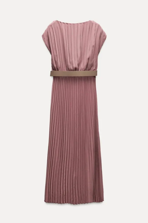 VESTIDO PLISADO CINTURÓN