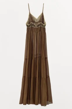 VESTIDO PLISADO ENCAJE ABALORIOS