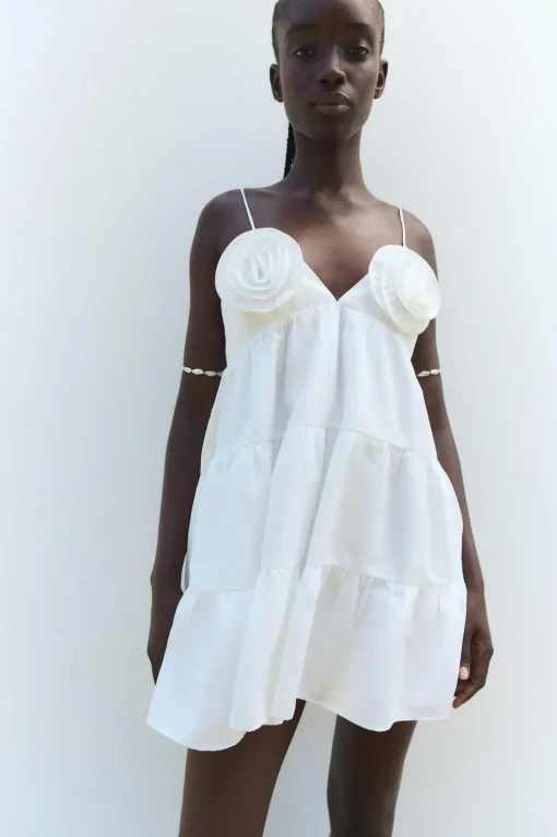 VESTIDO POPELÍN FLORES RELIEVE