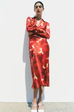 VESTIDO SATINADO ESTAMPADO ZW COLLECTION
