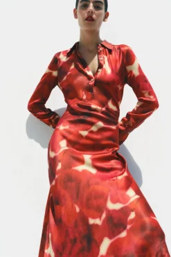 VESTIDO SATINADO ESTAMPADO ZW COLLECTION