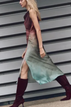 VESTIDO SATINADO MIDI TIE DYE