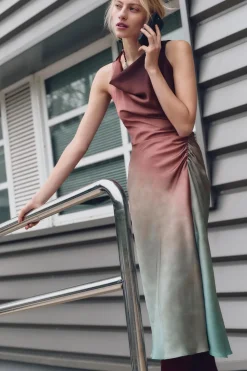 VESTIDO SATINADO MIDI TIE DYE
