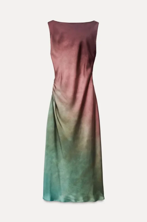 VESTIDO SATINADO MIDI TIE DYE