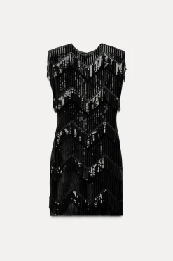 VESTIDO TERCIOPELO FLECOS LENTEJUELAS