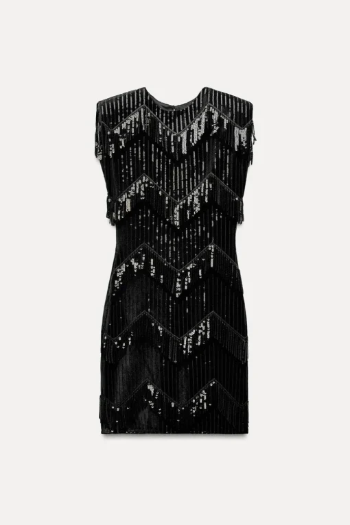 VESTIDO TERCIOPELO FLECOS LENTEJUELAS