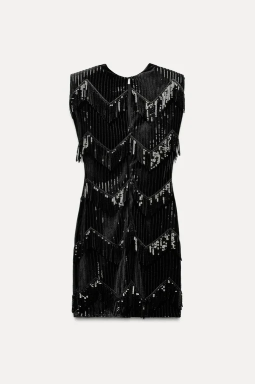 VESTIDO TERCIOPELO FLECOS LENTEJUELAS