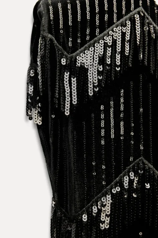 VESTIDO TERCIOPELO FLECOS LENTEJUELAS