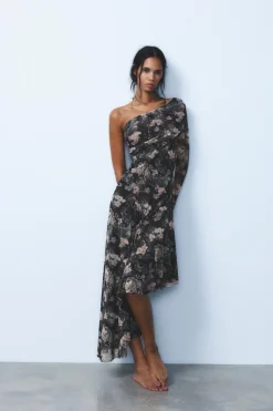 VESTIDO TUL ESTAMPADO ASIMÉTRICO
